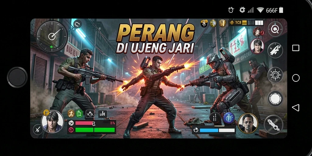 Screenshot utama 666F menampilkan aksi tembak-menembak seru dan grafis yang menawan.