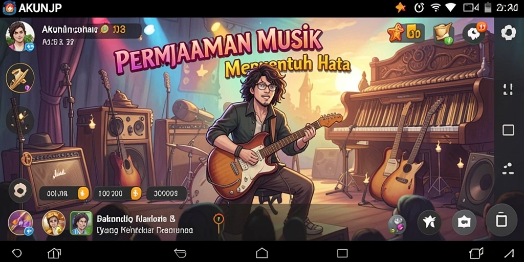 Tampilan menarik gameplay <strong>AKUNJP</strong> dengan berbagai pilihan lagu.