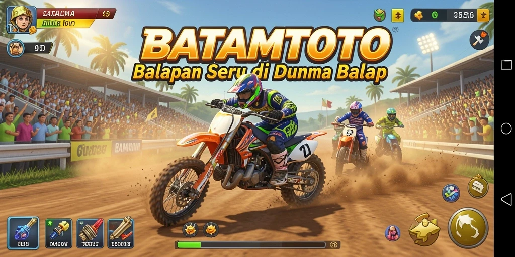 Screenshot gameplay BATAMTOTO menunjukkan serunya balap mobil.