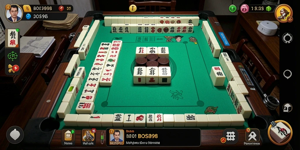 Screenshot gameplay BOS898 menampilkan aksi seru permainan Mahjong.