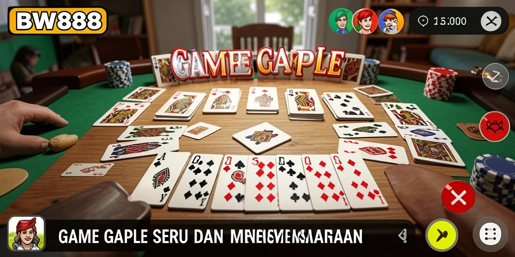 Tampilan screenshot utama BW888 yang menunjukkan gameplay Gaple yang seru.