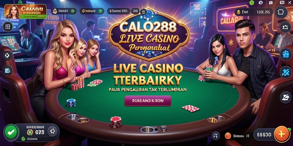 Screenshot gameplay Live Casino CALO288 dengan dealer langsung dan permainan menarik.