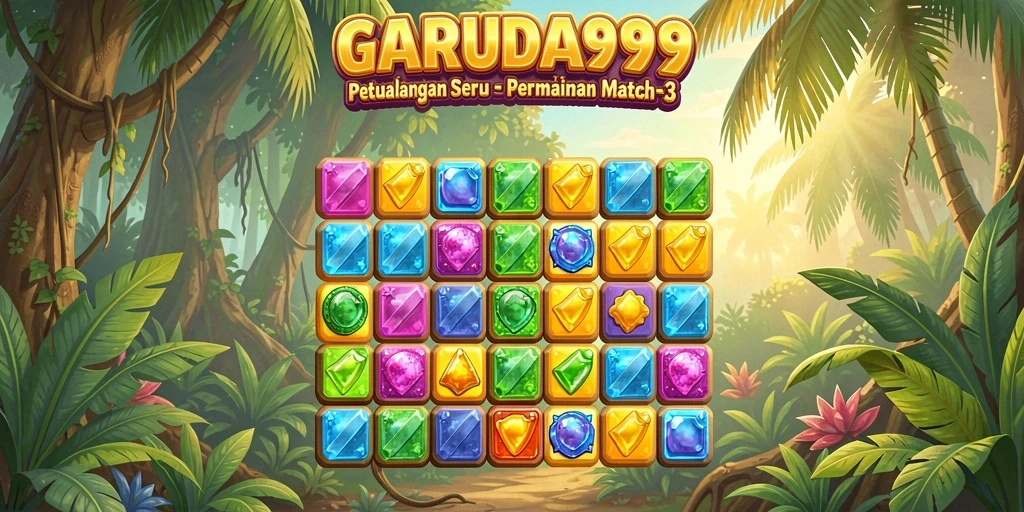 Screenshot menunjukkan gameplay menarik dari GARUDA999 Match-3.