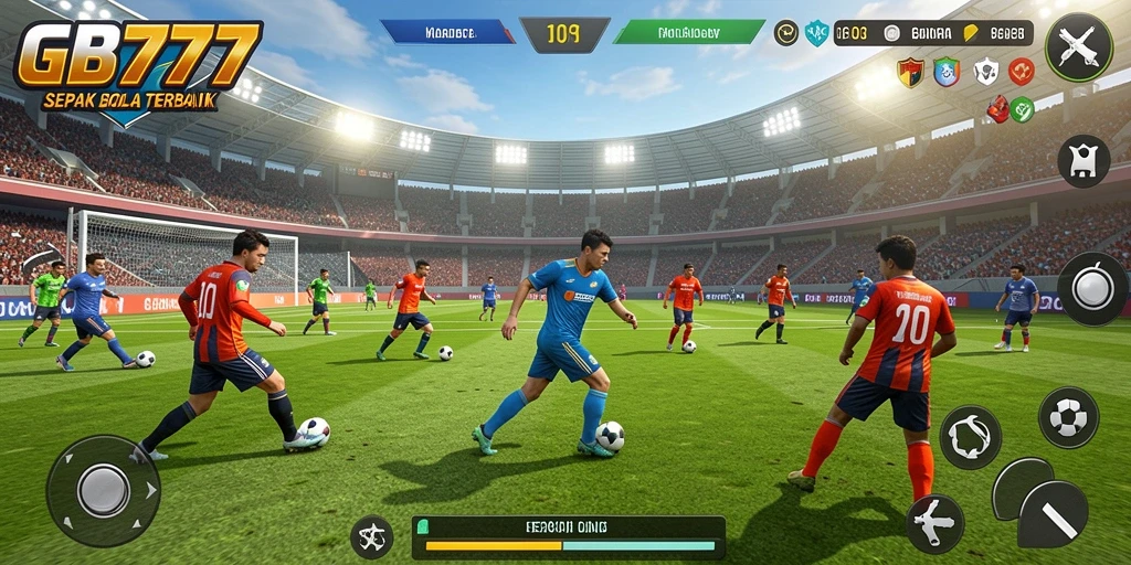 Tangkapan layar GB777 menunjukkan aksi seru di lapangan sepak bola.