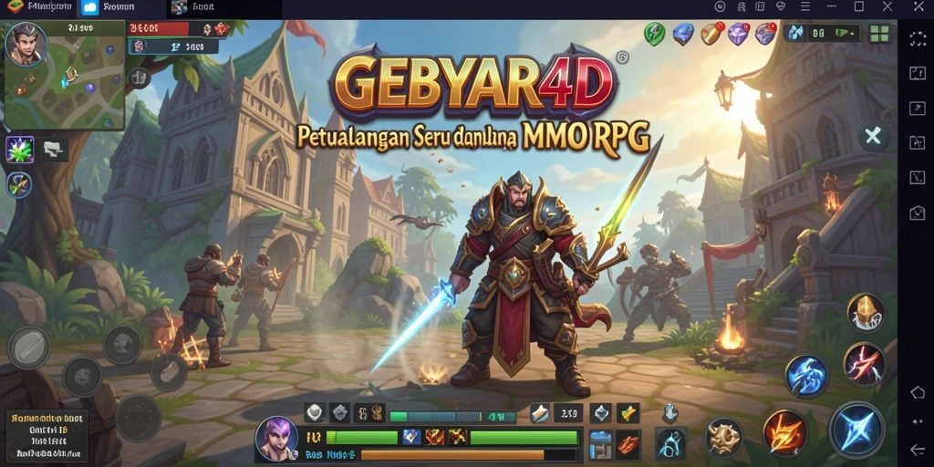 Tampilan gameplay GEBYAR4D dengan pertempuran seru di dunia MMORPG.