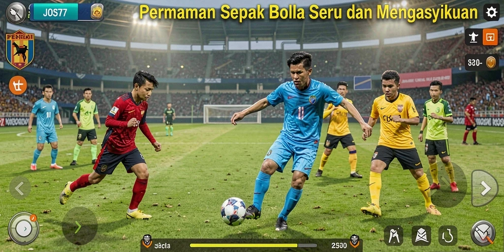 Screenshot gameplay JOS77 menampilkan akselerasi pemain di lapangan.