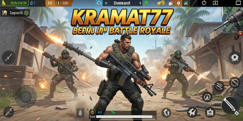 Gameplay seru dari KRAMAT77 dalam pertempuran Battle Royale.
