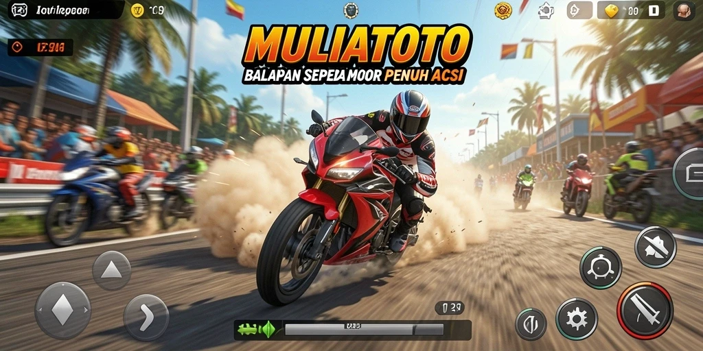 Gameplay intens balapan motor di MULIATOTO.