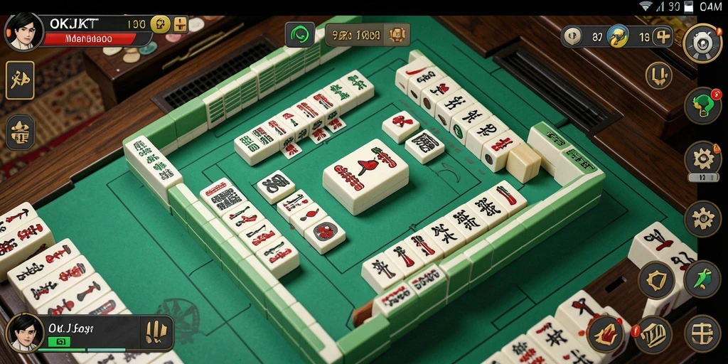 Screenshot gameplay menunjukkan suasana seru dalam permainan Mahjong.
