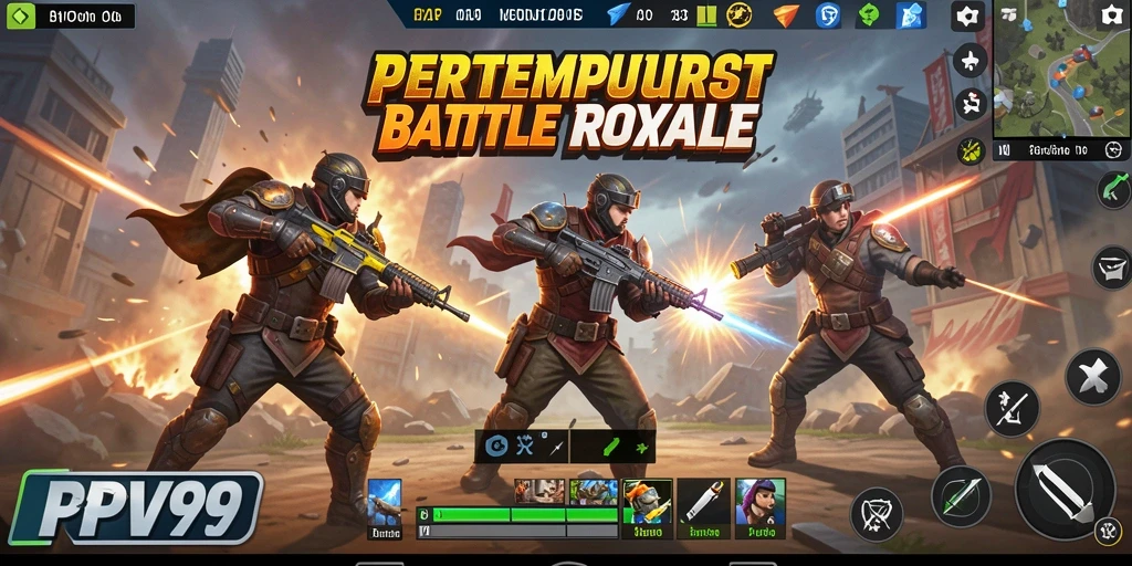 Tampilan seru dari gameplay PPV99 di medan pertempuran Battle Royale.