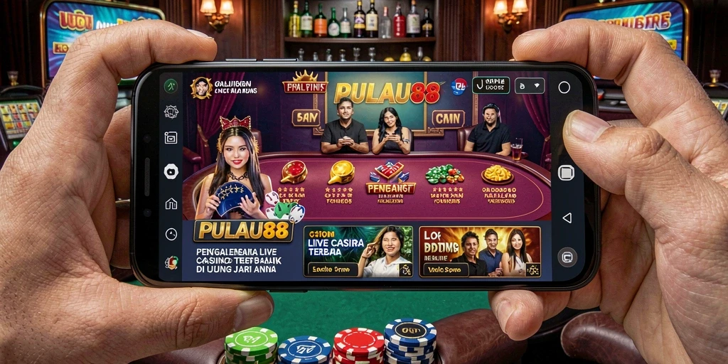Screenshot PULAU88 menampilkan dealer langsung dalam sesi permainan Live Casino.