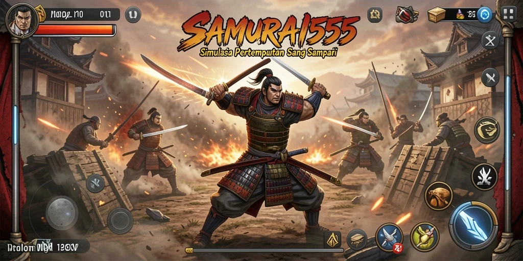 Tampilan gameplay SAMURAI555 yang menegangkan dan realistis.