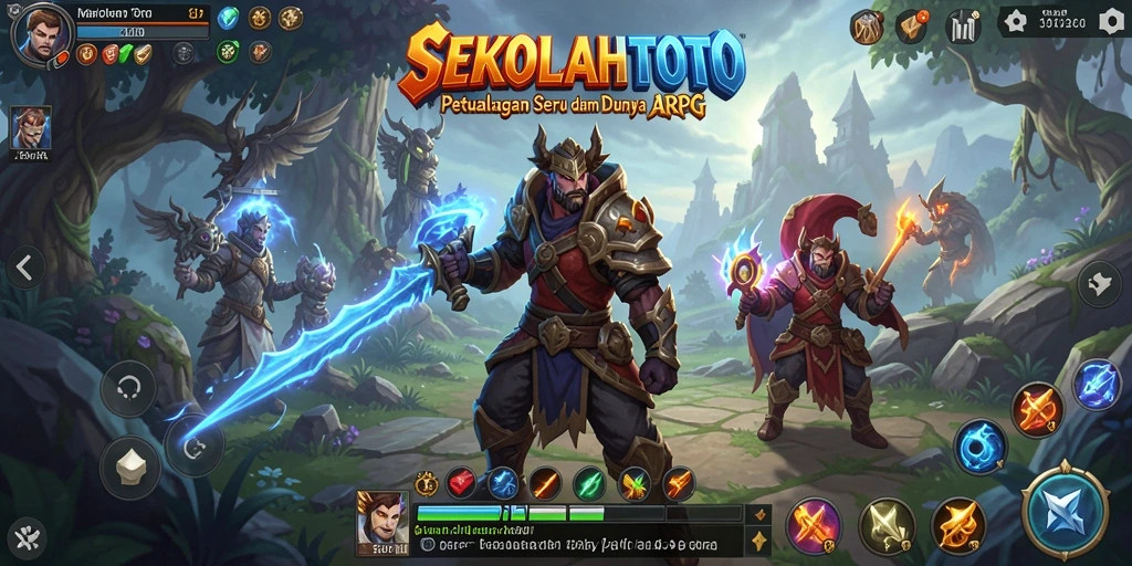 Tampilan gameplay seru dari SEKOLAHTOTO saat bertarung melawan monster.