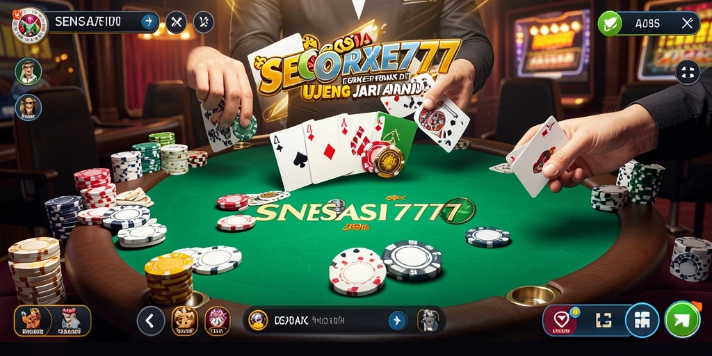 Tampilan gameplay Poker yang mendebarkan dan interaktif.