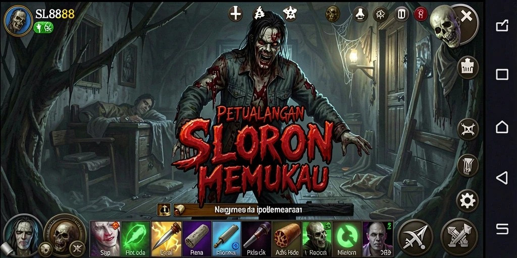 Tangkapan layar SL888 menampilkan suasana menyeramkan dalam gameplay yang mendebarkan.
