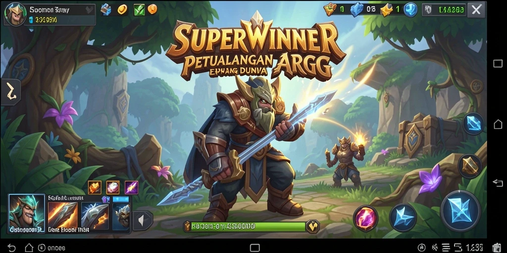 Screenshot gameplay SUPERWINNER dalam aksi petualangan ARPG.