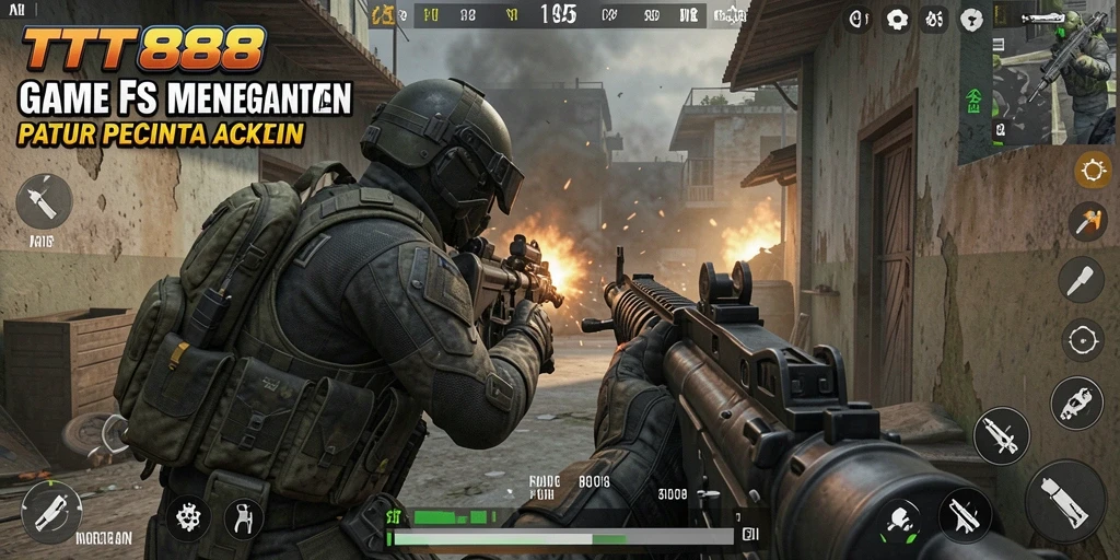 Tangkapan layar menunjukkan aksi menegangkan dalam TTT888 FPS.