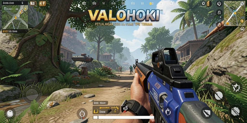 Screenshot gameplay VALOHOKI menunjukkan aksi tembak-menembak yang mendebarkan.